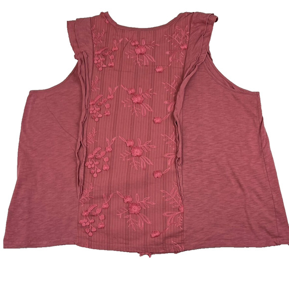 Torrid Tank Top Womens Size 3 Embroidered Floral Applique Ruffle Pink Cottage - Picture 8 of 8